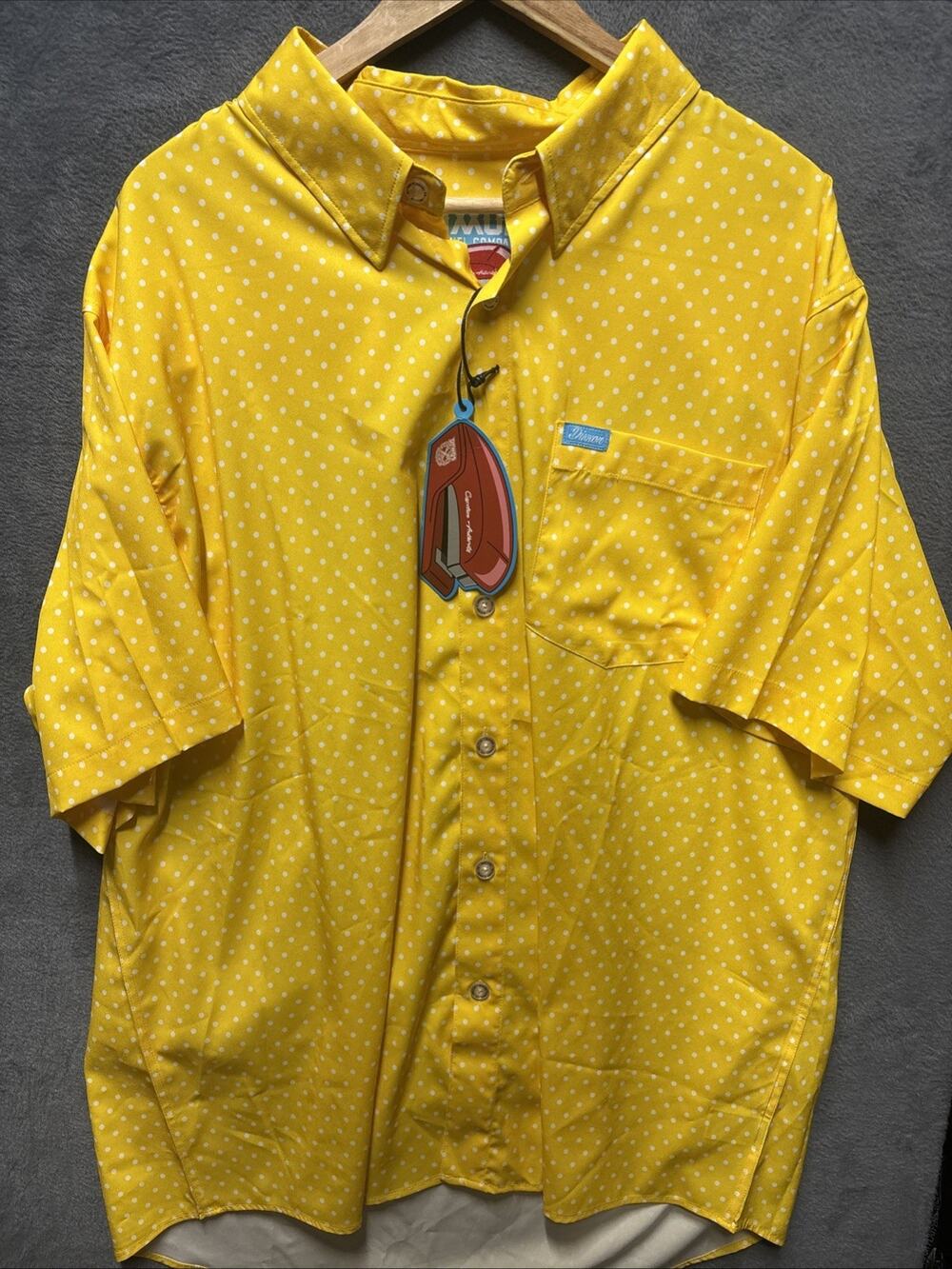 Dixxon Flannel Co The Milton Yellow Polka Dot Short Sleeve Button Up Mens XXl